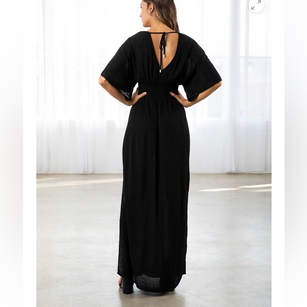 LOVE STITCH | Starchild Kimono Sleeve Maxi Dress| black maxi dress
